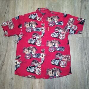 North River Outfitters Classic Motorcycle All Over Print Shirt Men's Size Medium
